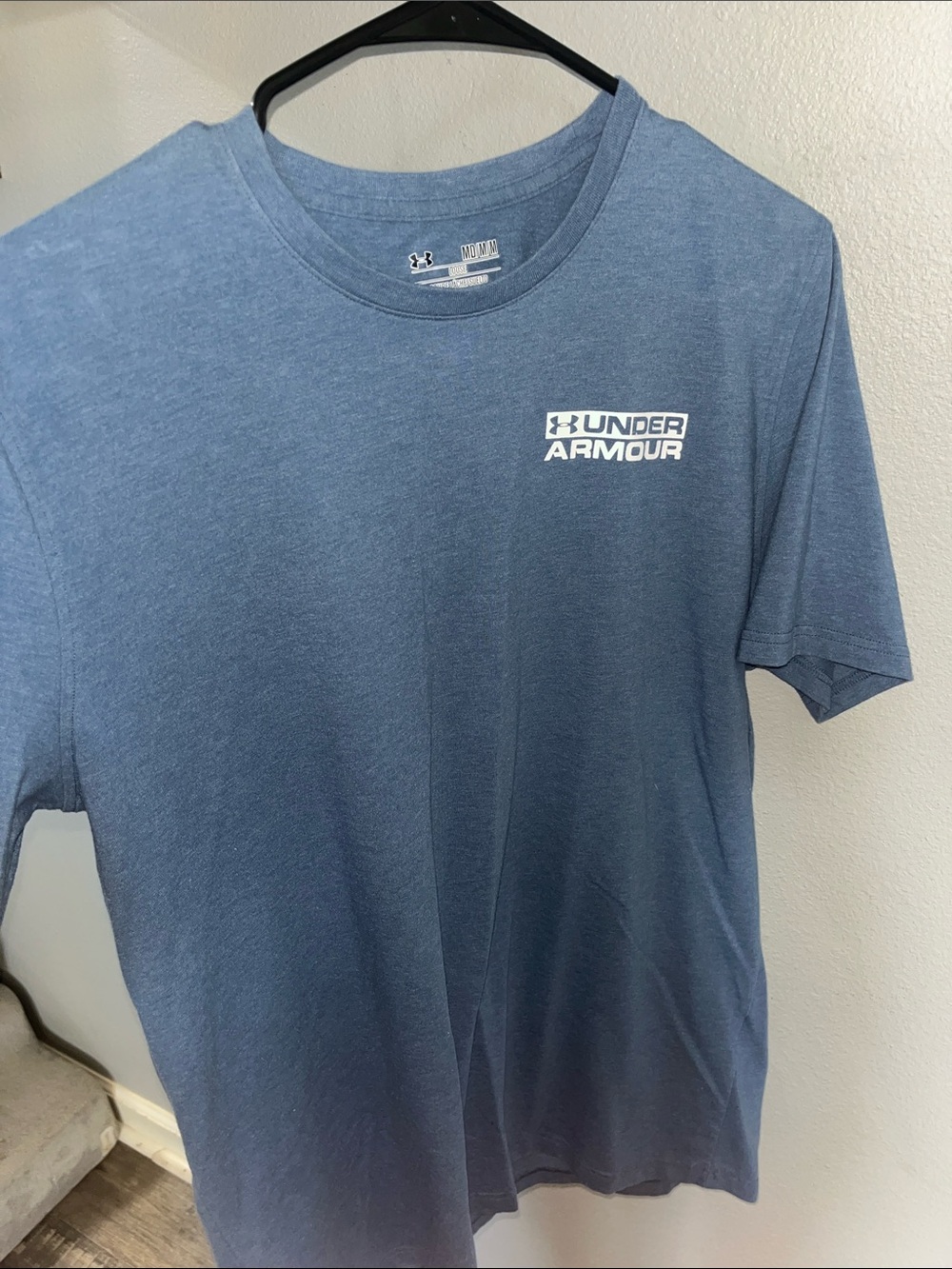 Under Armour Men’s Heather Navy Short-Sleeve Crew Tee with Chest Logo